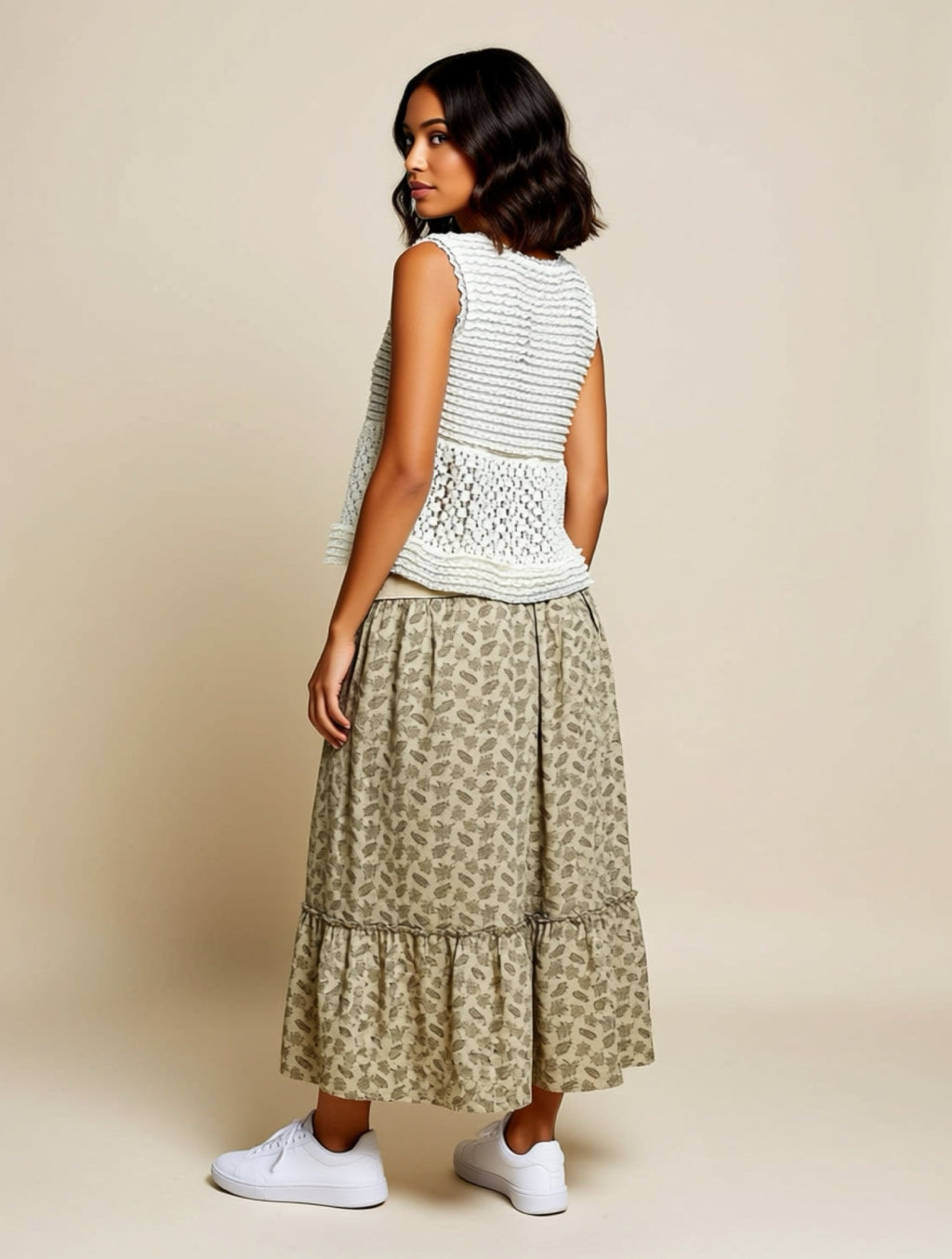 Lace Peplum Sleeveless Top