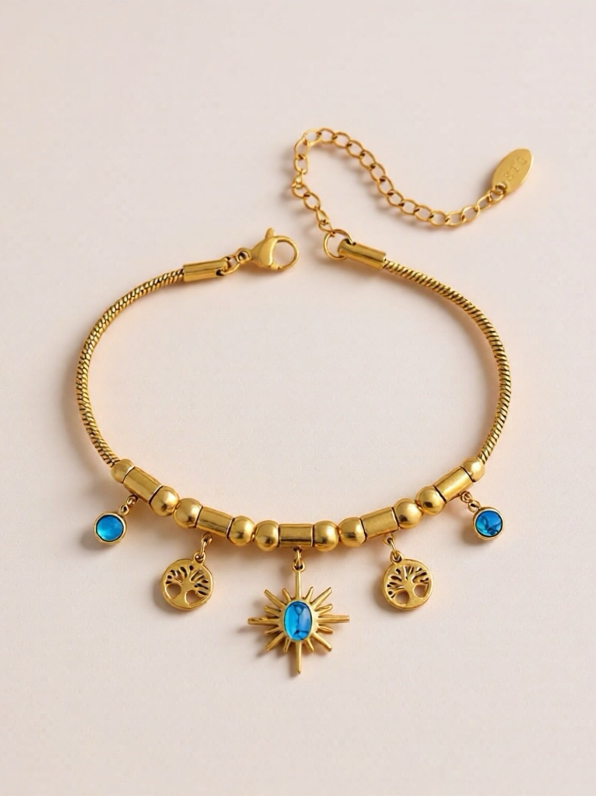 Gold Titanium Steel Charm Bracelet