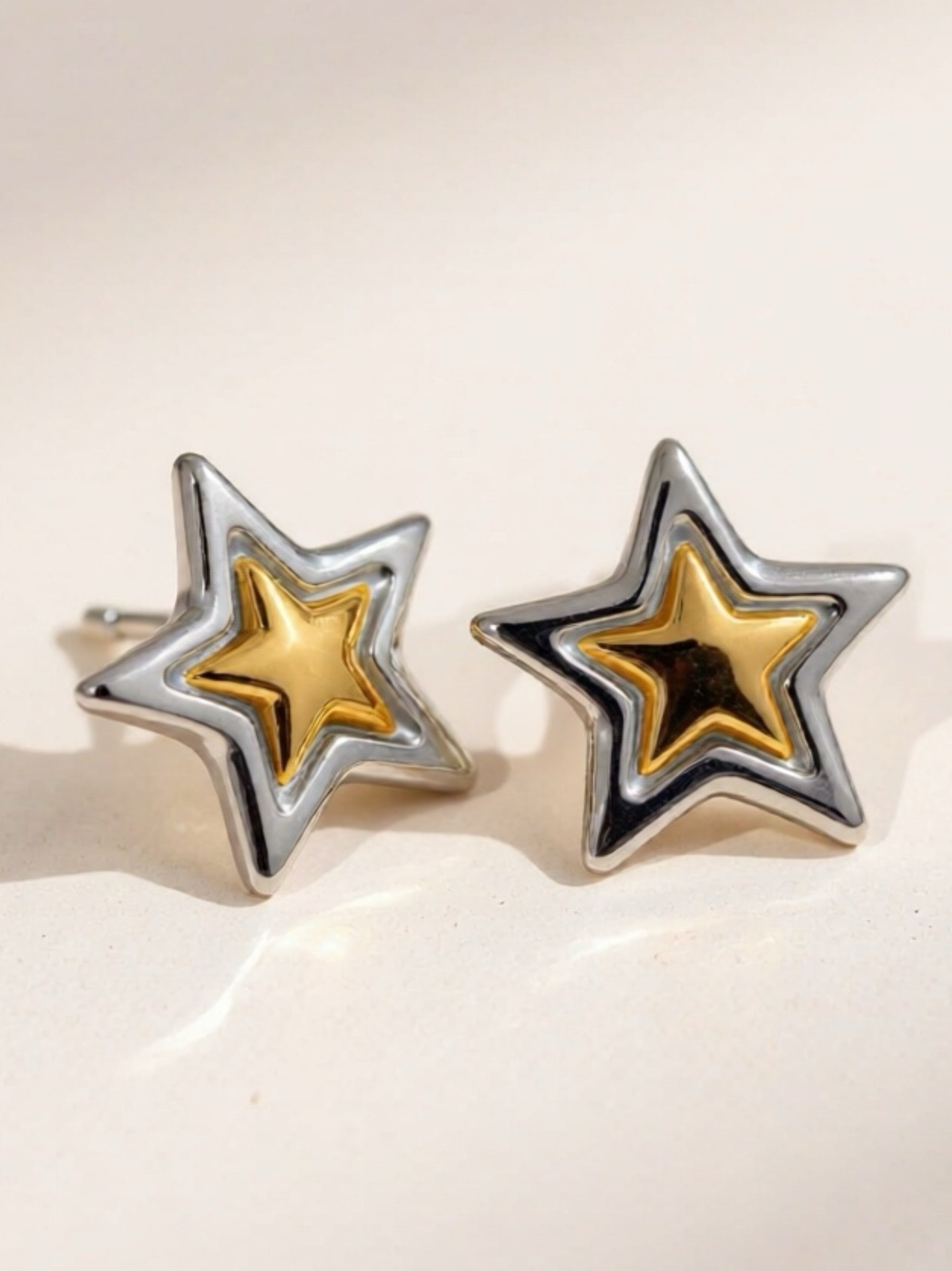 Stainless Steel Star Stud Earrings