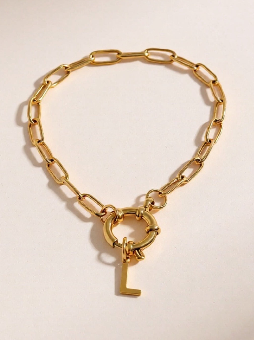18K Gold Stainless Steel Letter L Bracelet