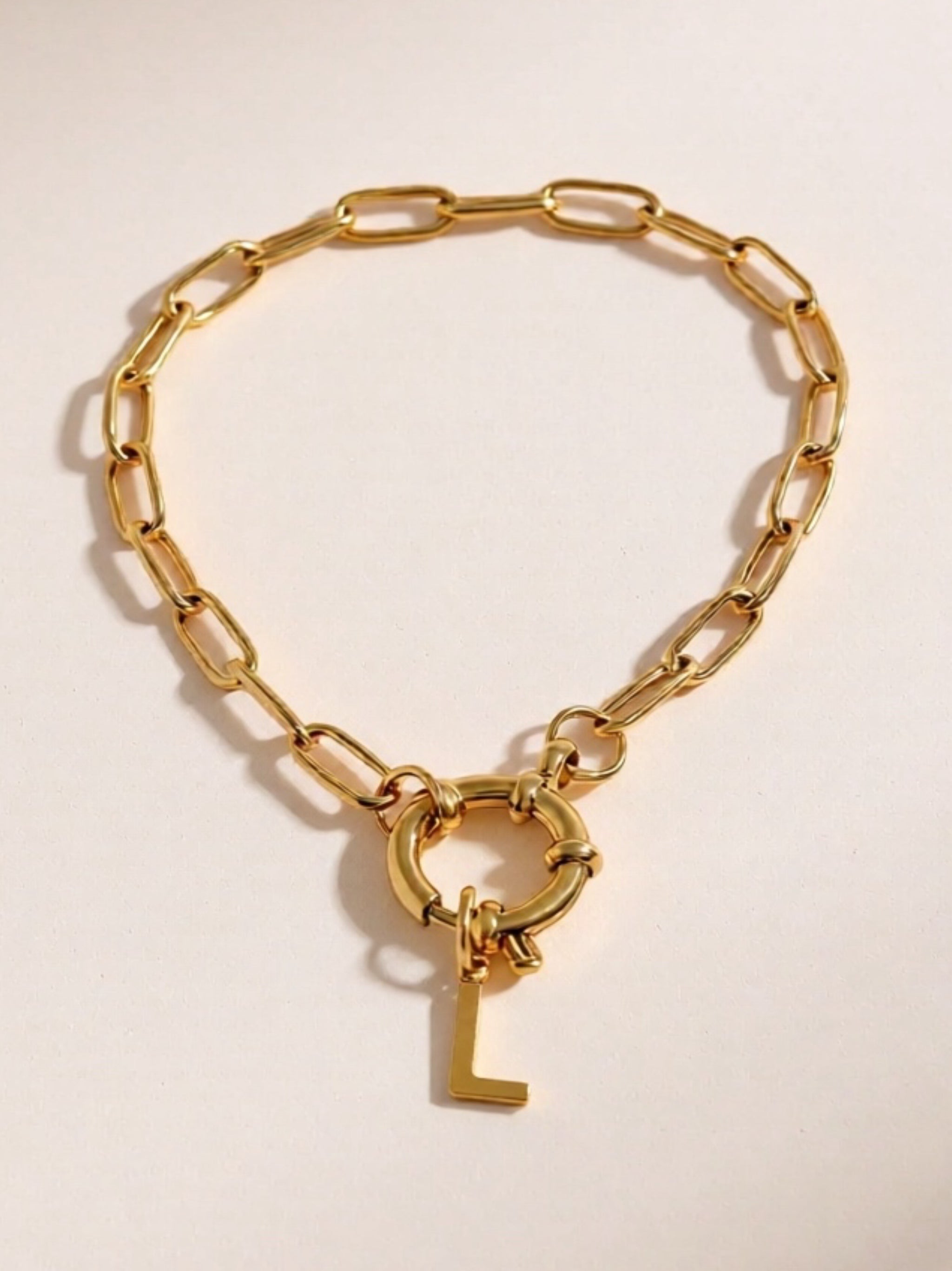 18K Gold Stainless Steel Letter L Bracelet