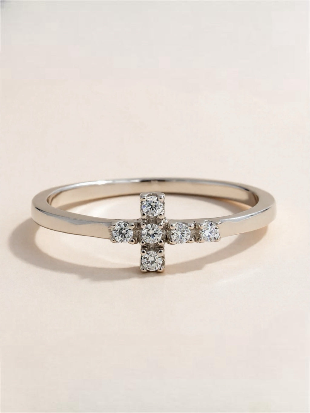 925 Sterling Silver CZ Cross Ring
