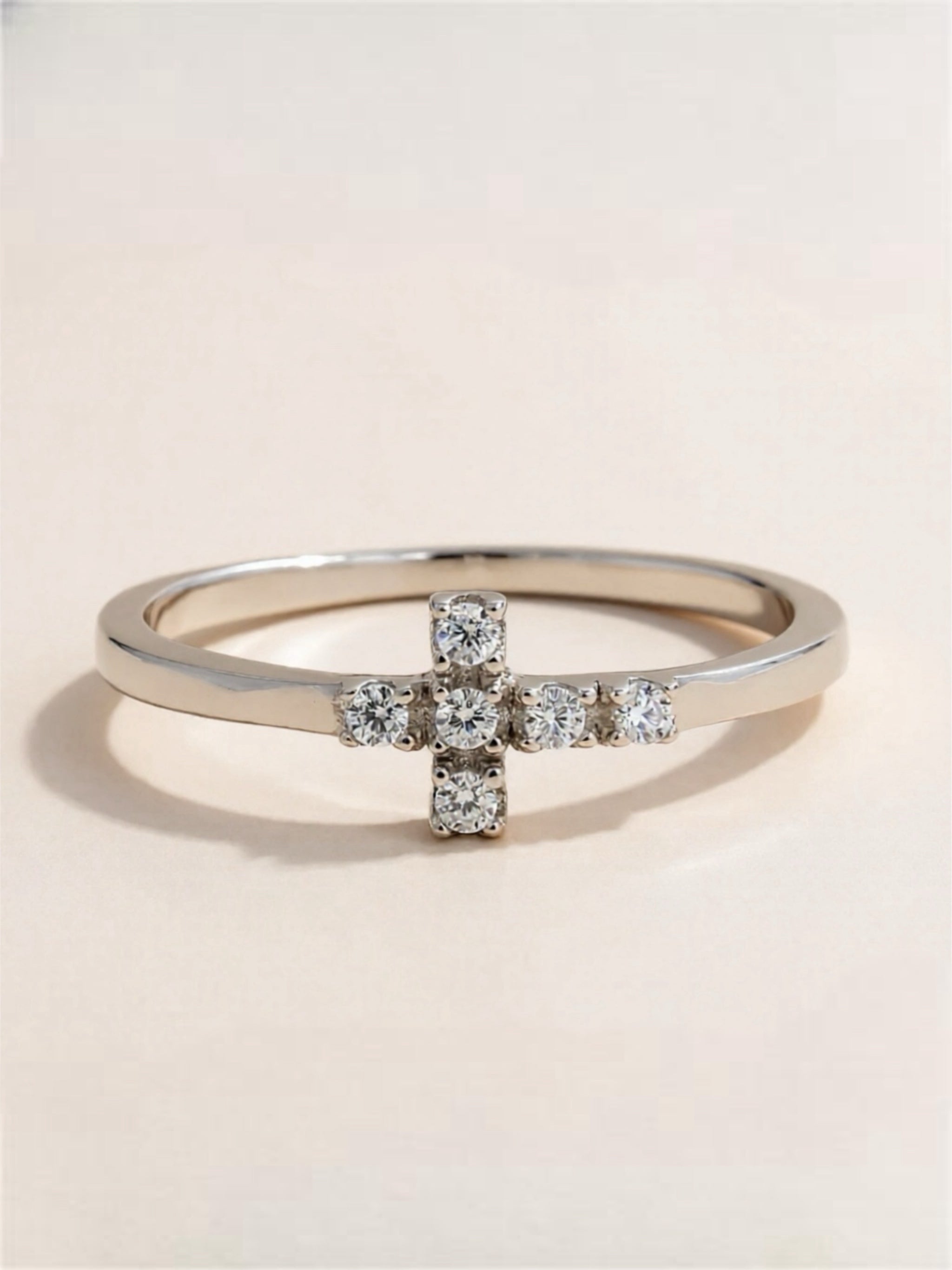 925 Sterling Silver CZ Cross Ring