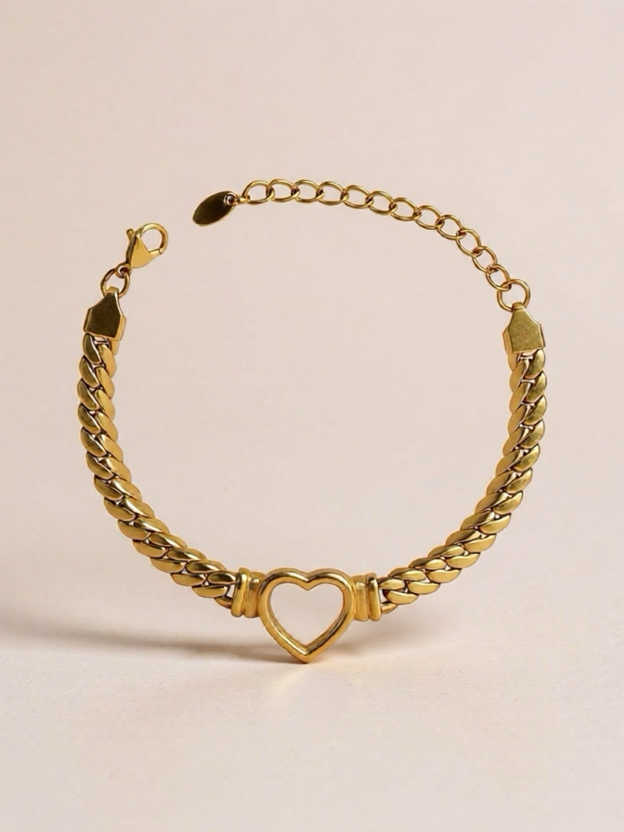 Titanium Steel Cutout Heart Bracelet