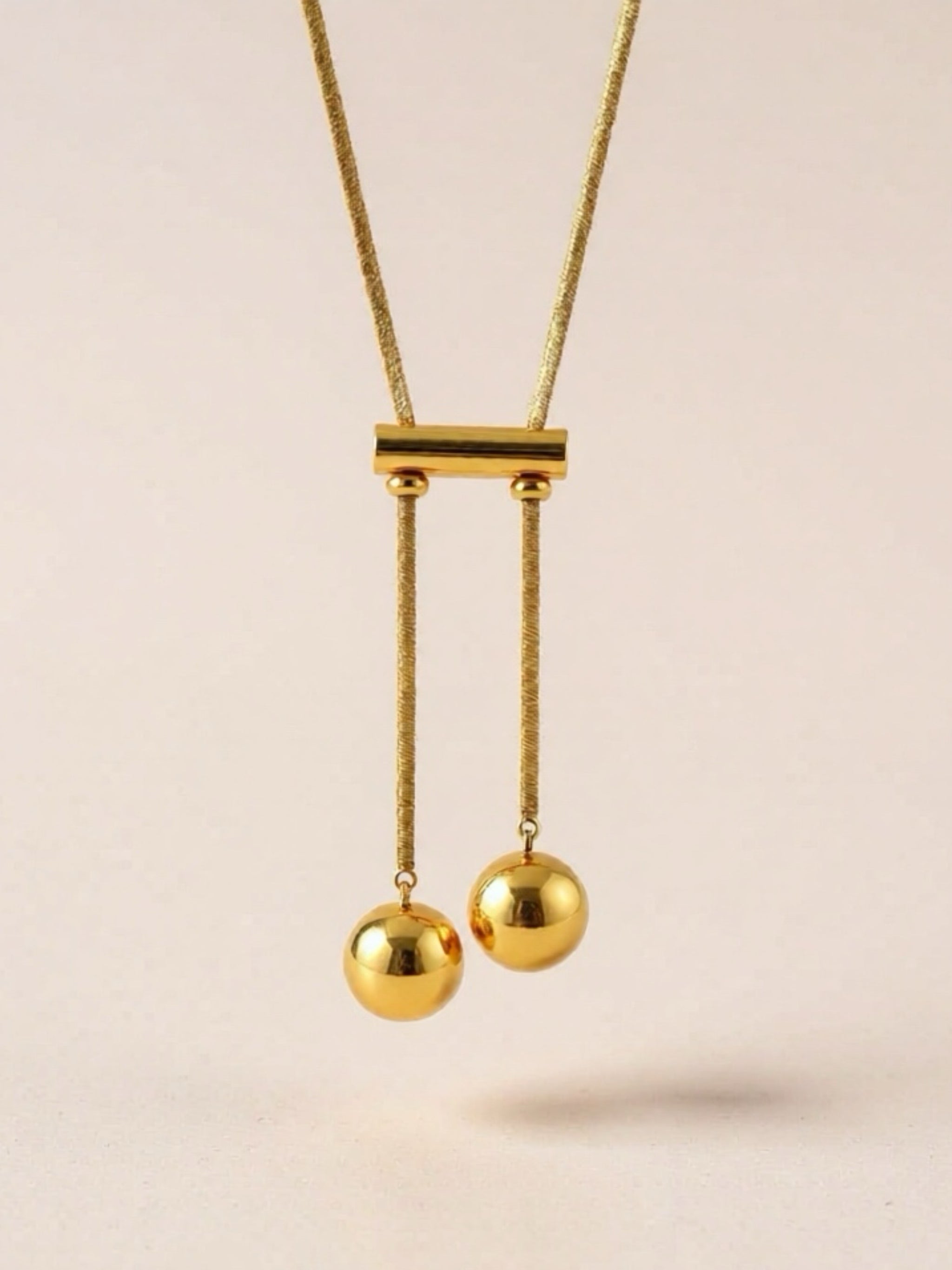 18K Gold Titanium Steel Hollow Bead Necklace