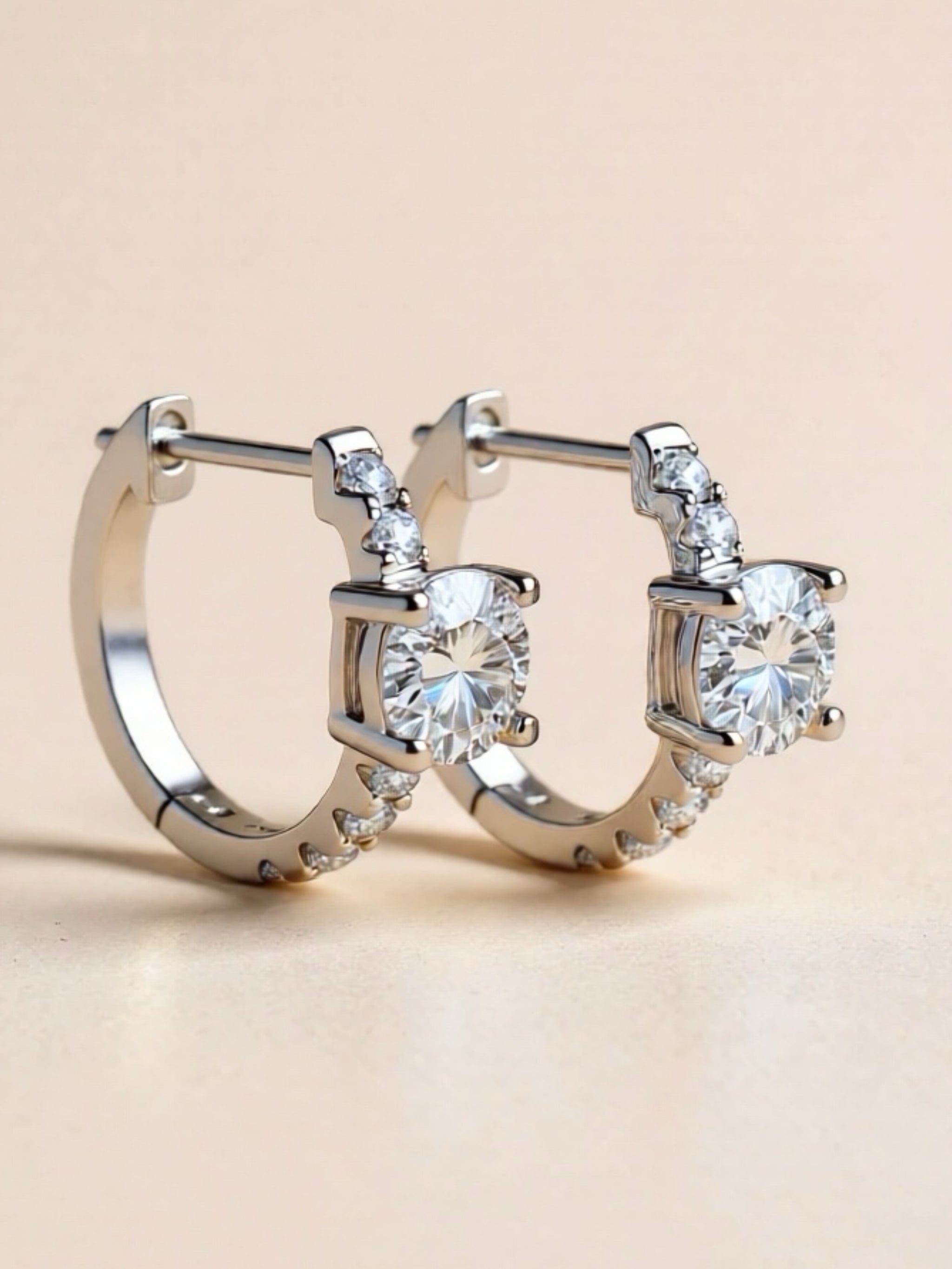 2.36 Carat Moissanite CZ 925 Sterling Silver Hoop Earrings