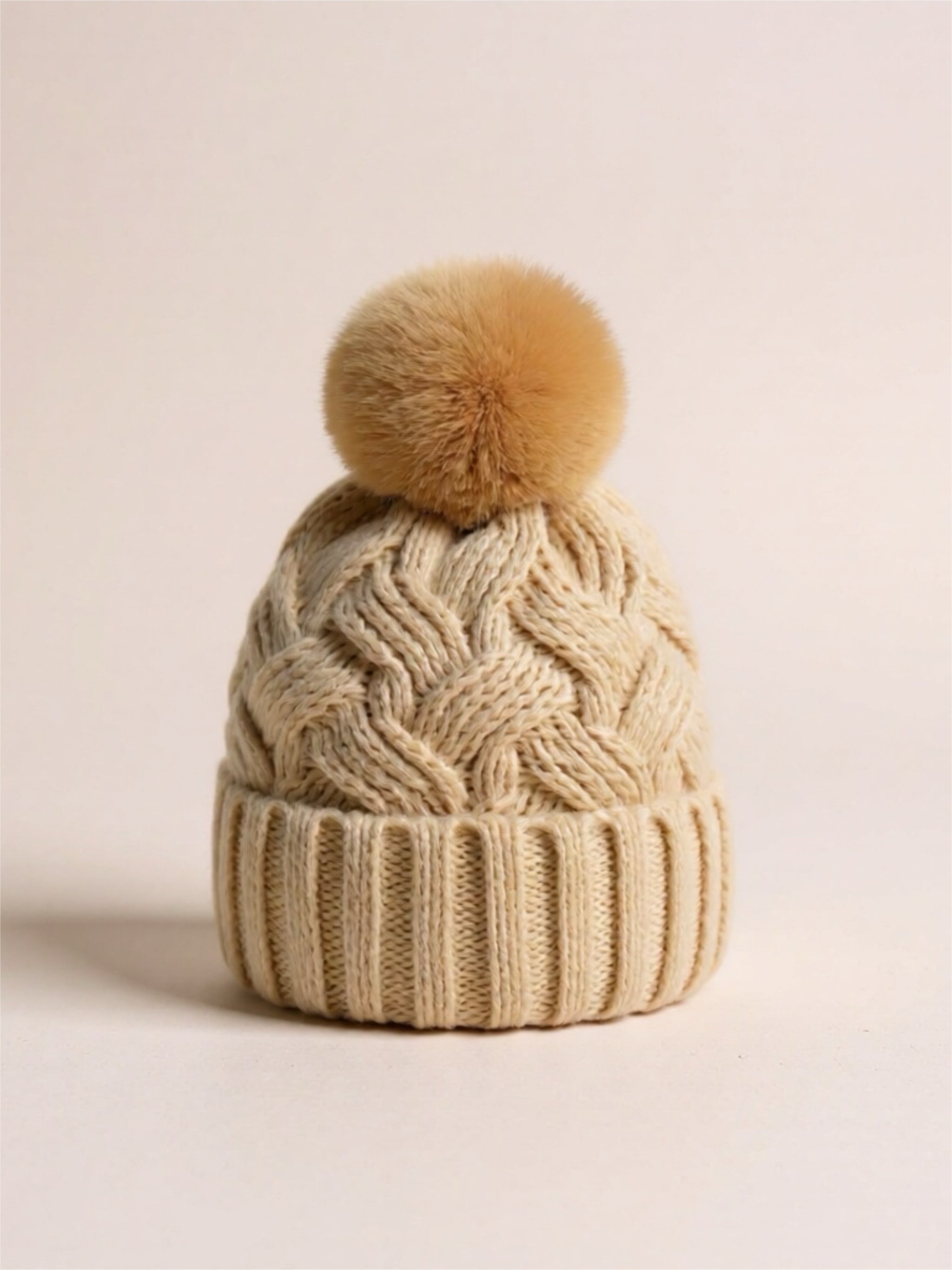 Roll Rim Cable-Knit Beanie
