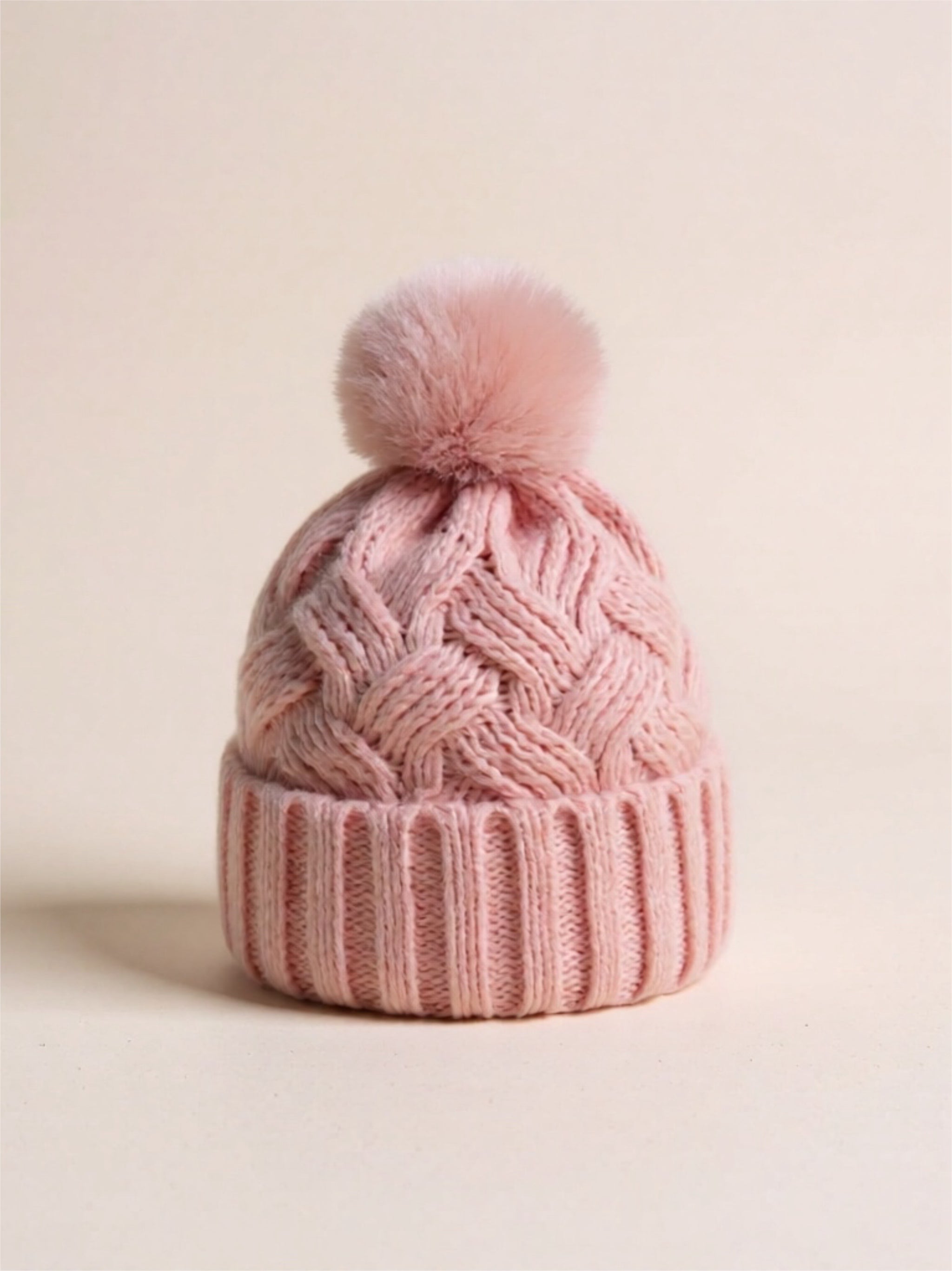 Roll Rim Cable-Knit Beanie