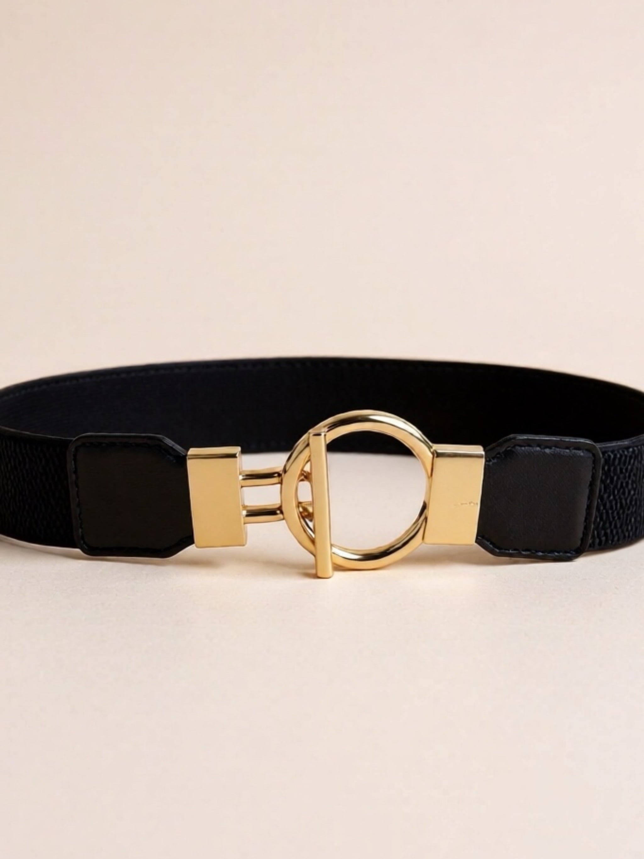 Circle Shape Buckle Zinc Alloy Buckle Vegan Leather Belt