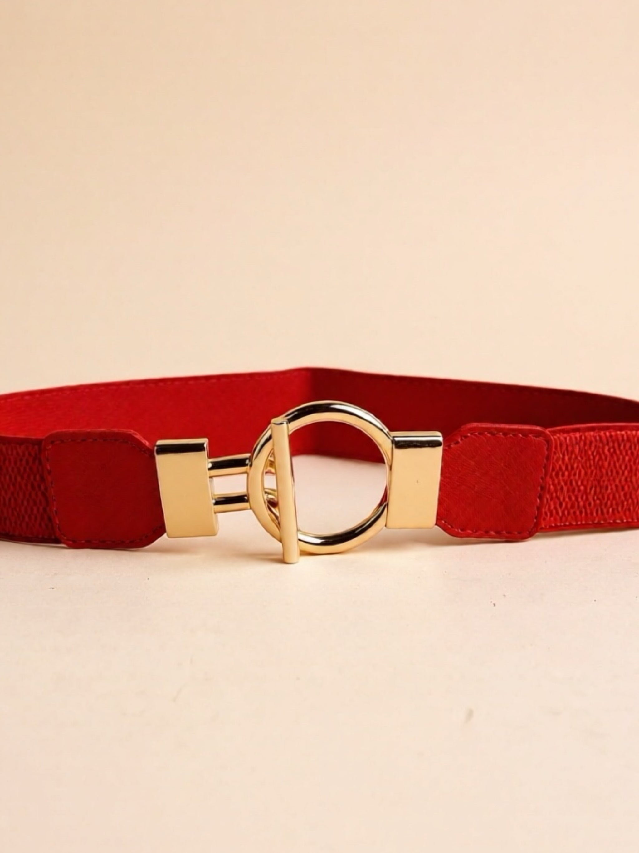 Circle Shape Buckle Zinc Alloy Buckle Vegan Leather Belt