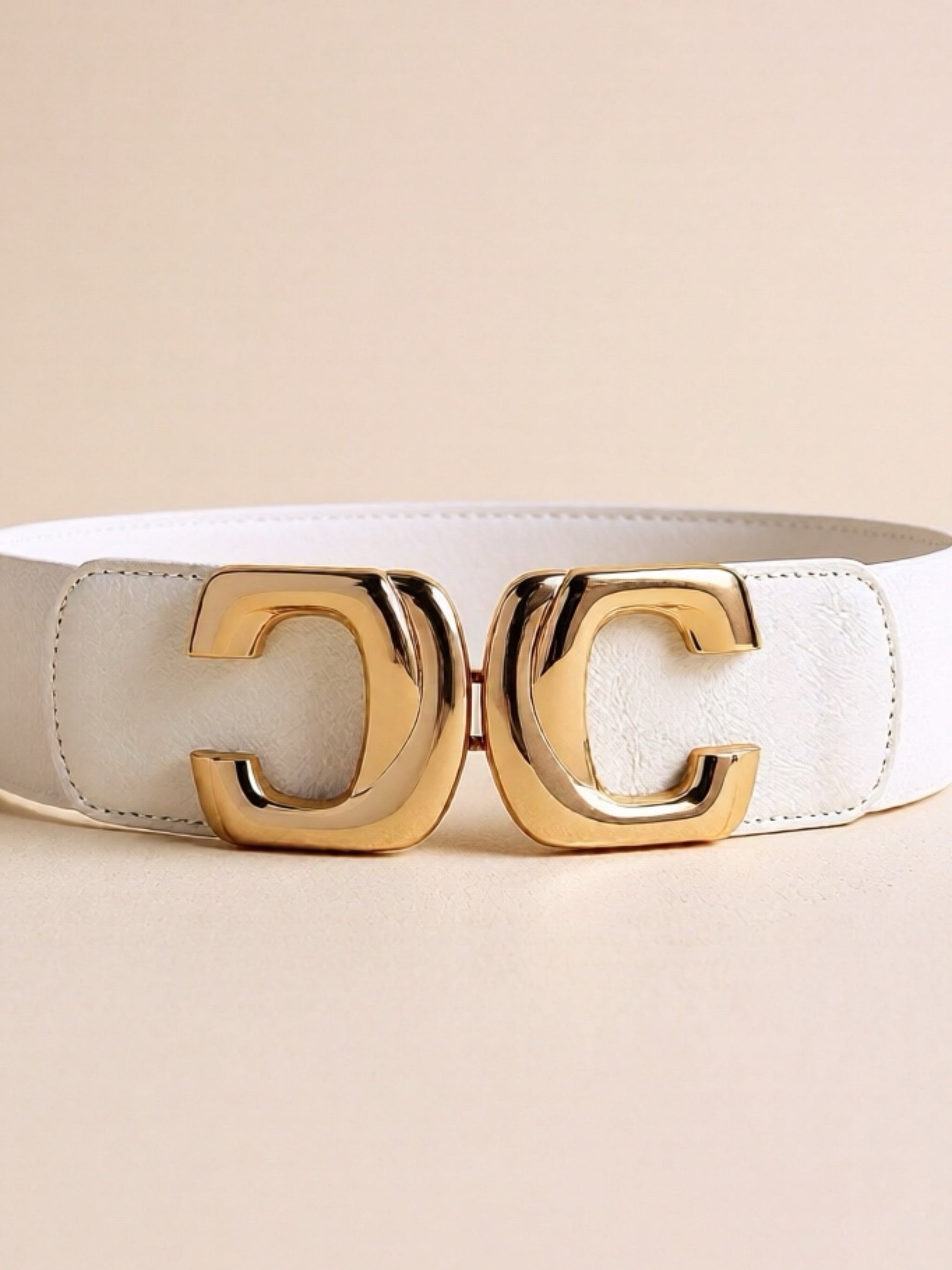 Gold Buckle Elastic Wide Belt