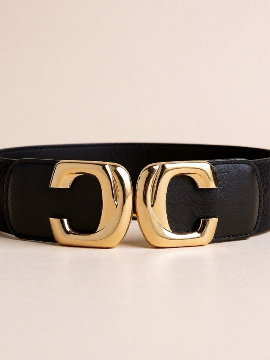 Gold Buckle Elastic Wide Belt