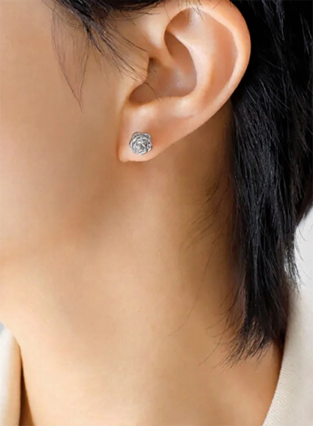 Titanium Steel Rose Stud Earrings