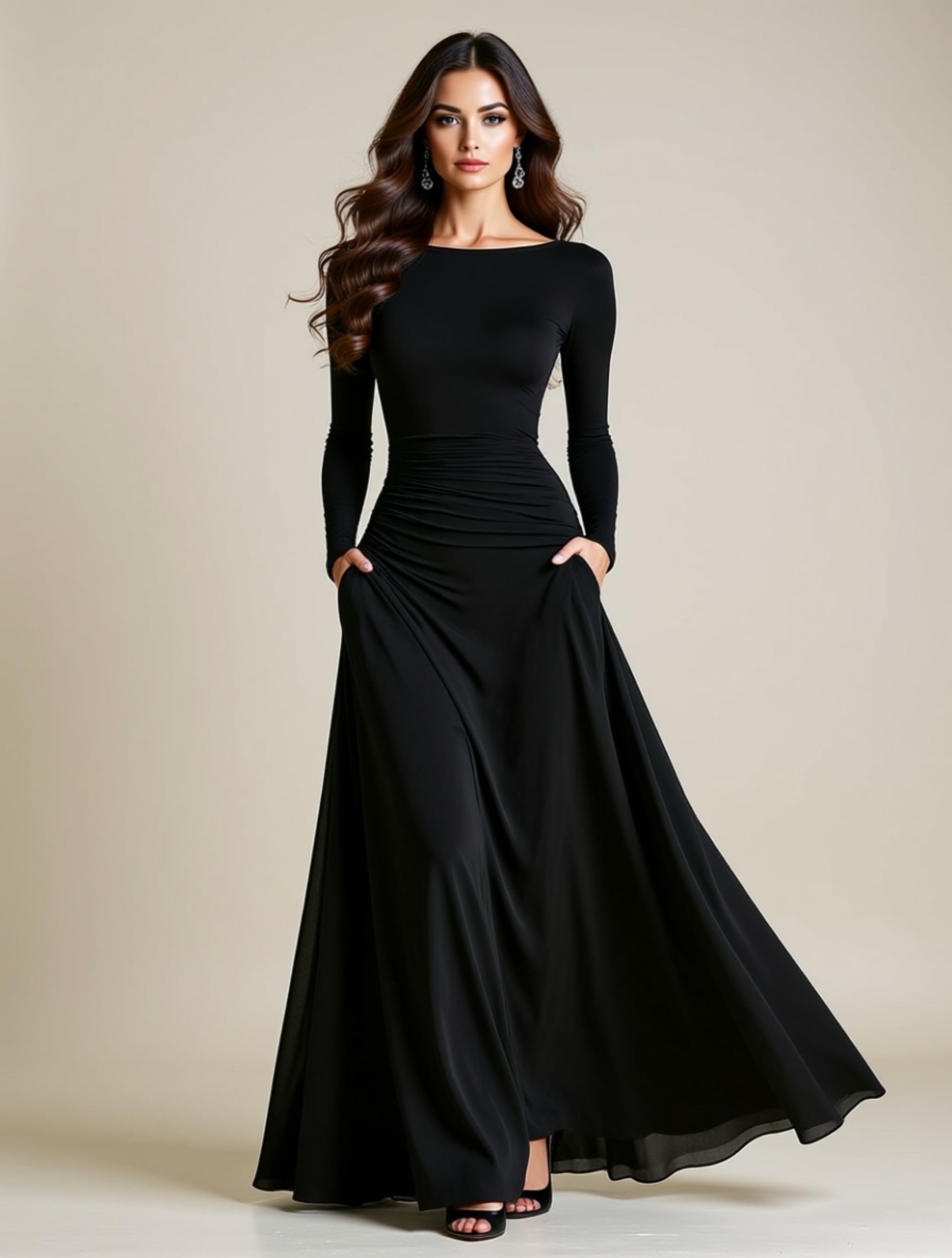 Black Long Sleeve Maxi Dress