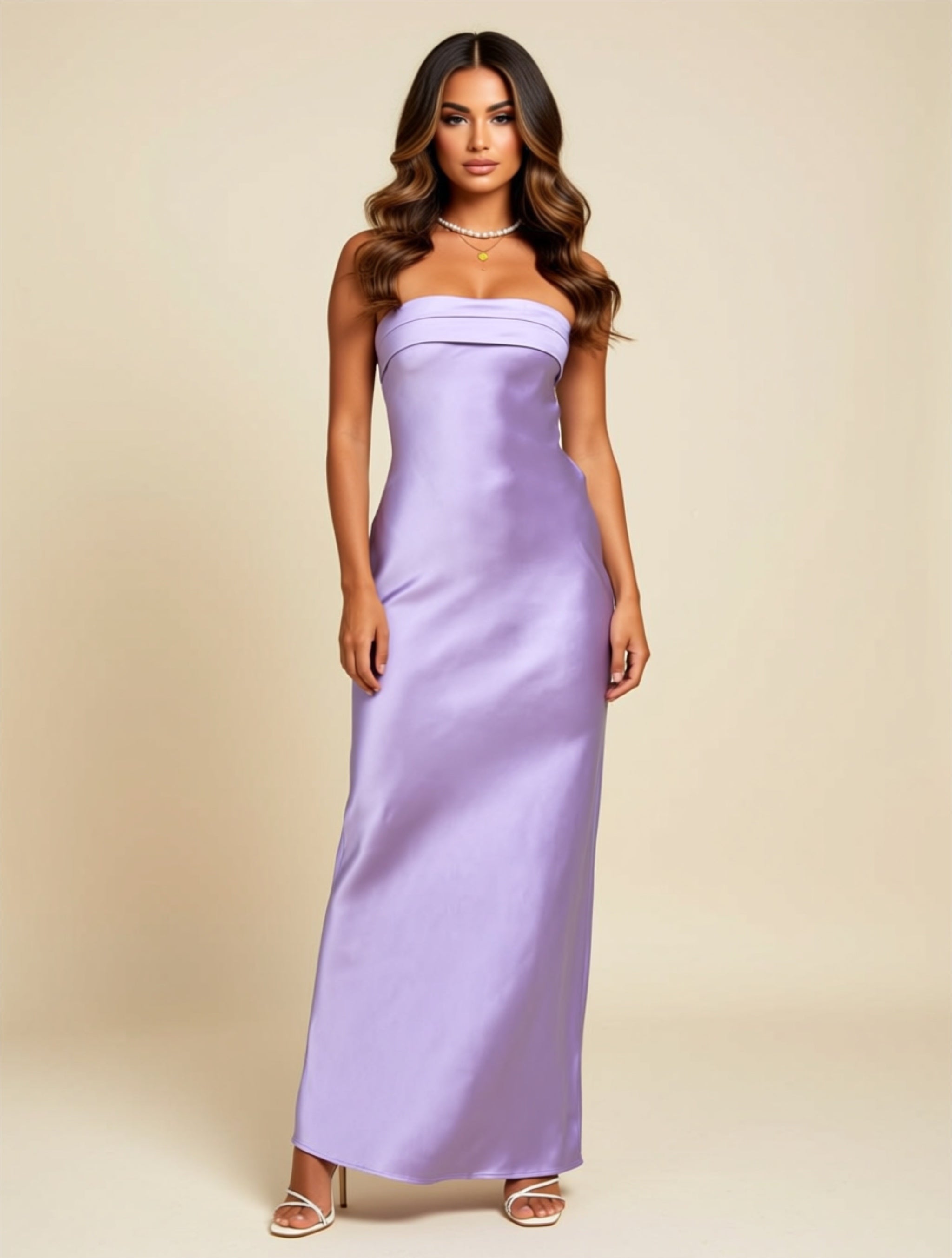 Strapless Satin Maxi Dress