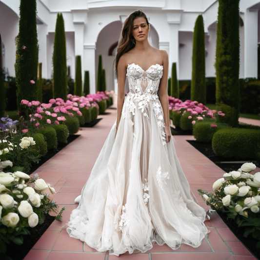 Classic Sweetheart Strapless Lace Bridal Gown