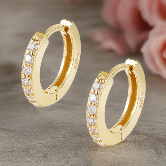 Gold Vermeil CZ Hoop Earrings