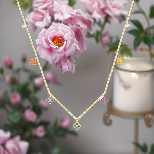 Gold Vermeil Clover CZ Necklace or Bracelet