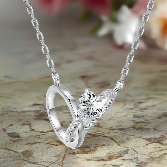 Double Ring S925 Sterling Silver Charm Necklace
