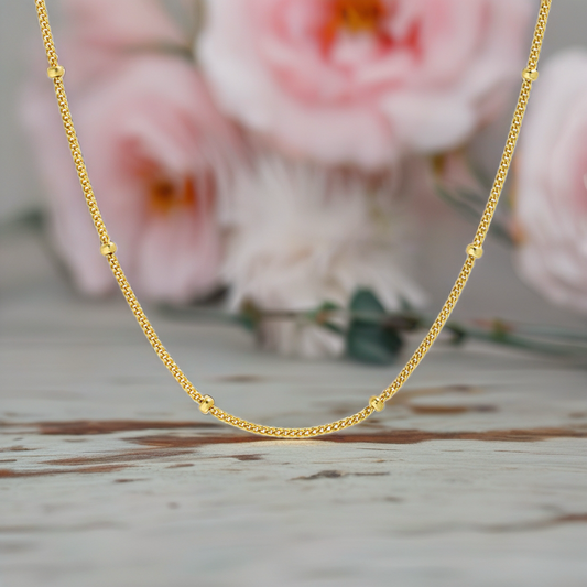 .925 Sterling Silver Simple Satellite Chain Necklace