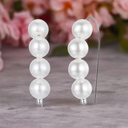 S925 Sterling Silver Dangle Pearl Earrings