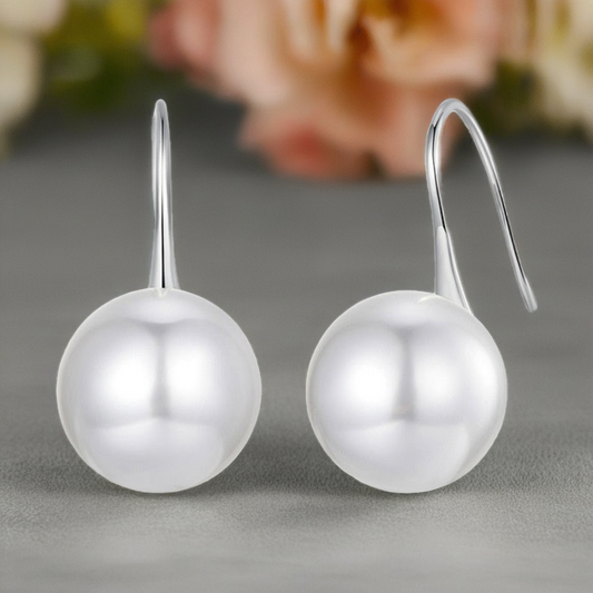 .925 Sterling Silver Pearl Ear Stud Earrings