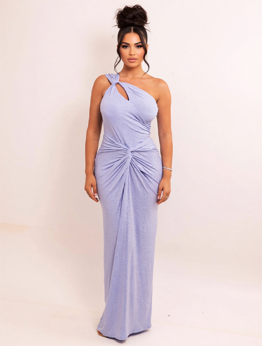 One‑Shoulder Ruched Maxi Dress