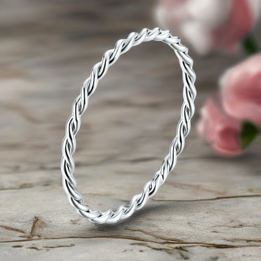 S925 Sterling Silver Twist Simple Stackable Ring