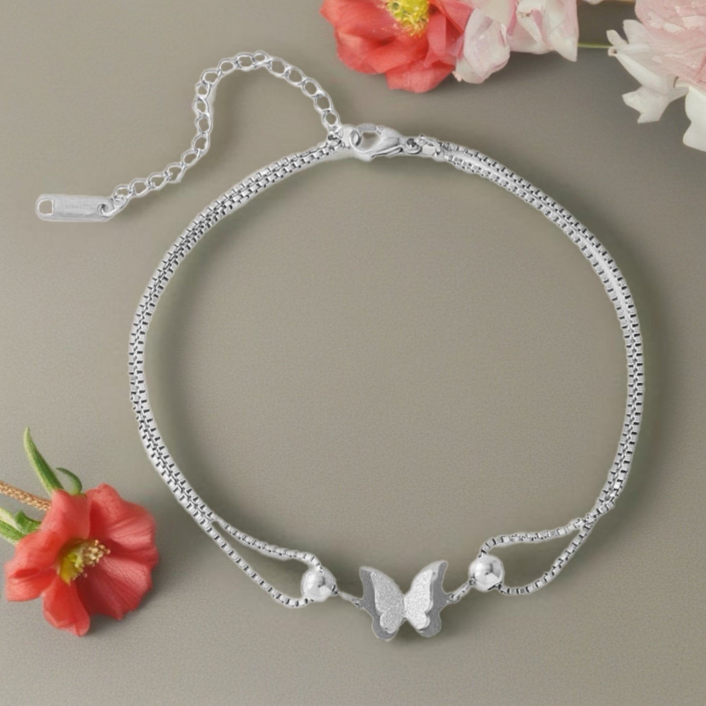 Stainless Steel Butterfly Charm Anklet