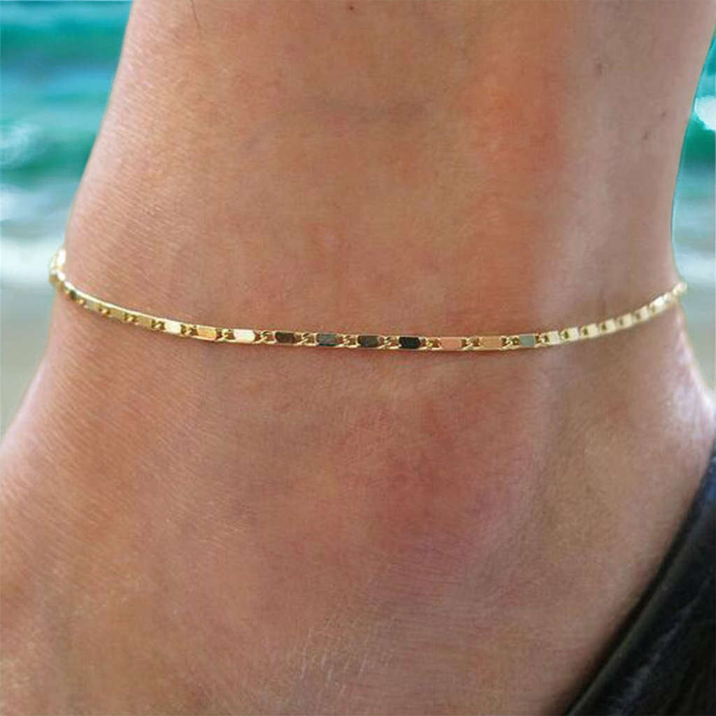 Box Chain Gold or Silver Toned Anklet