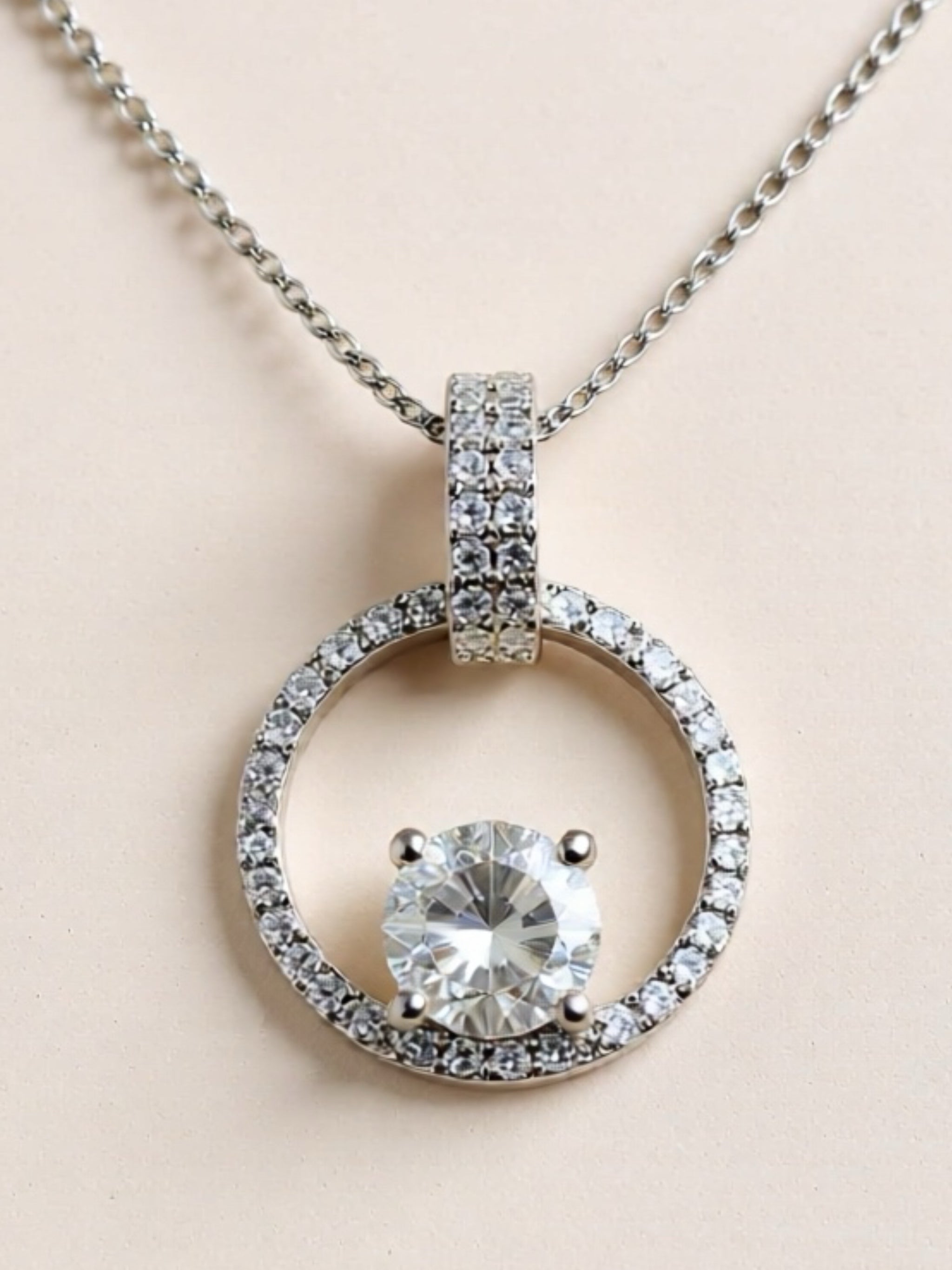 1 Carat Moissanite 925 Sterling Silver Necklace