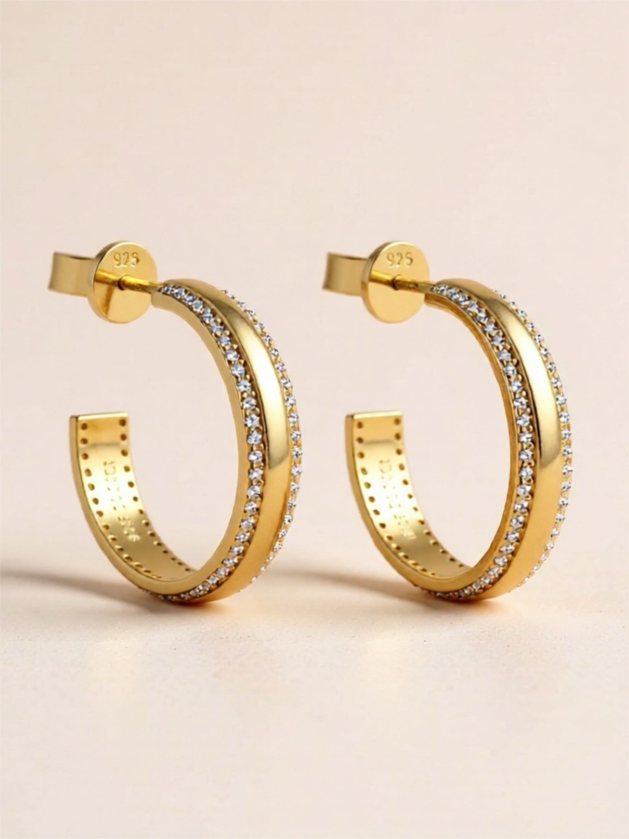 925 Sterling Silver Inlaid Moissanite C-Hoop Earrings