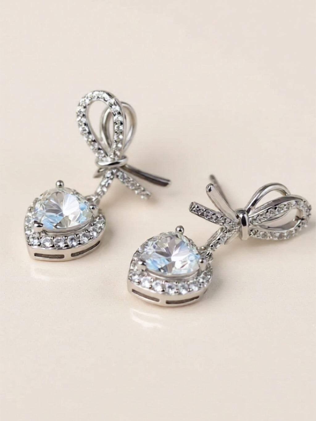 2 Carat Moissanite 925 Sterling Silver Heart Earrings