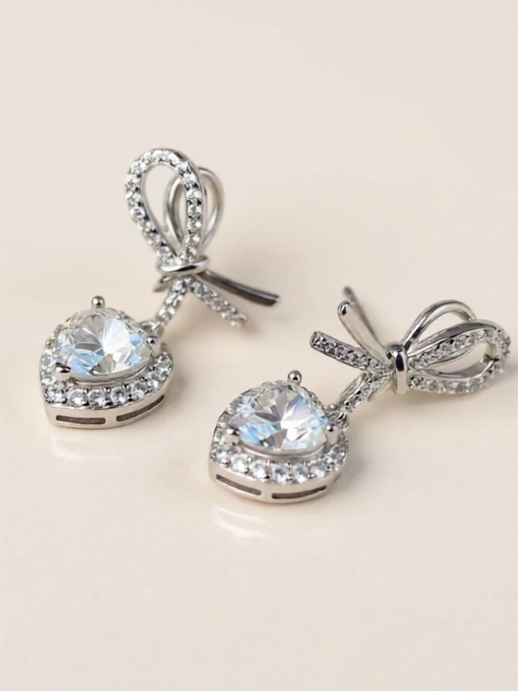 2 Carat Moissanite 925 Sterling Silver Heart Earrings