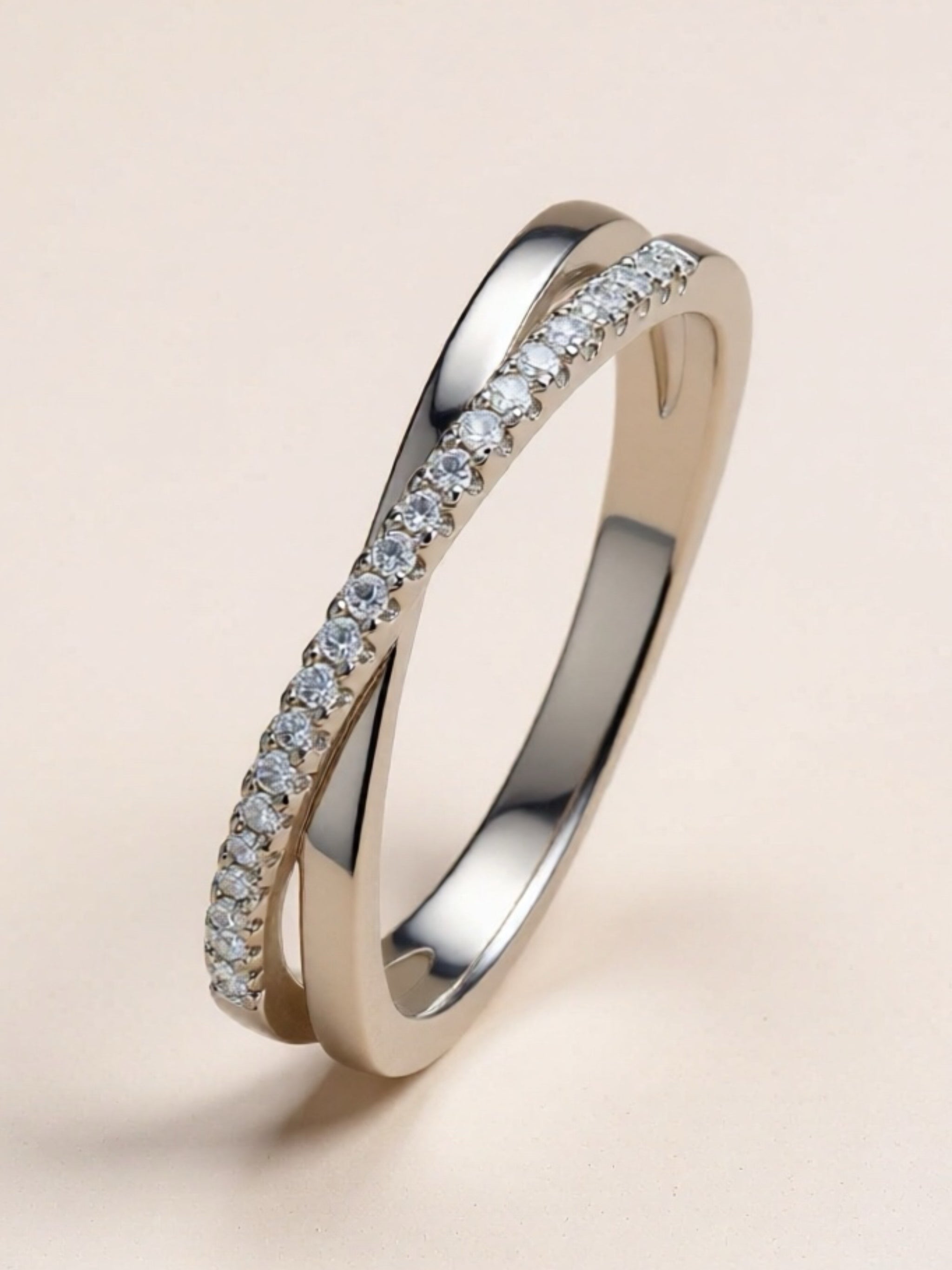 Moissanite Crisscross 925 Sterling Silver Ring