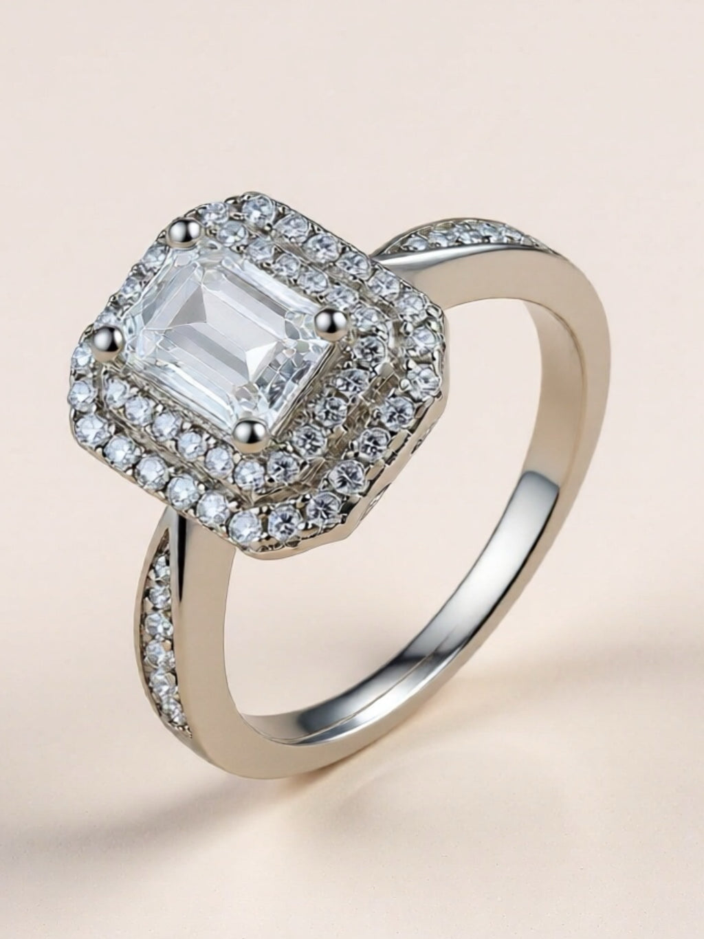 1 Carat Moissanite 925 Sterling Silver Side Stone Ring