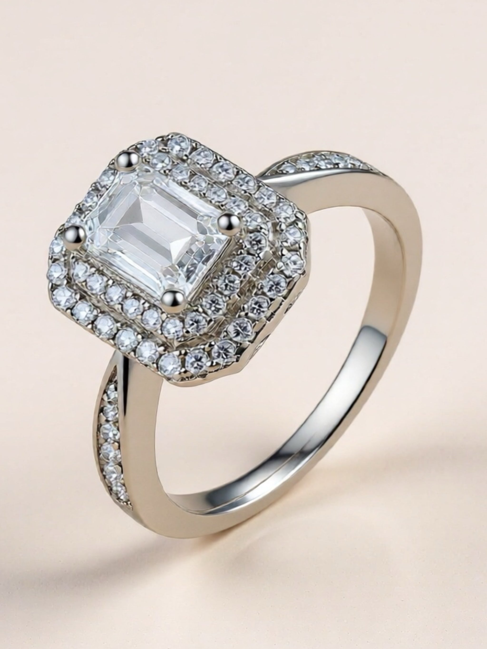 1 Carat Moissanite 925 Sterling Silver Side Stone Ring