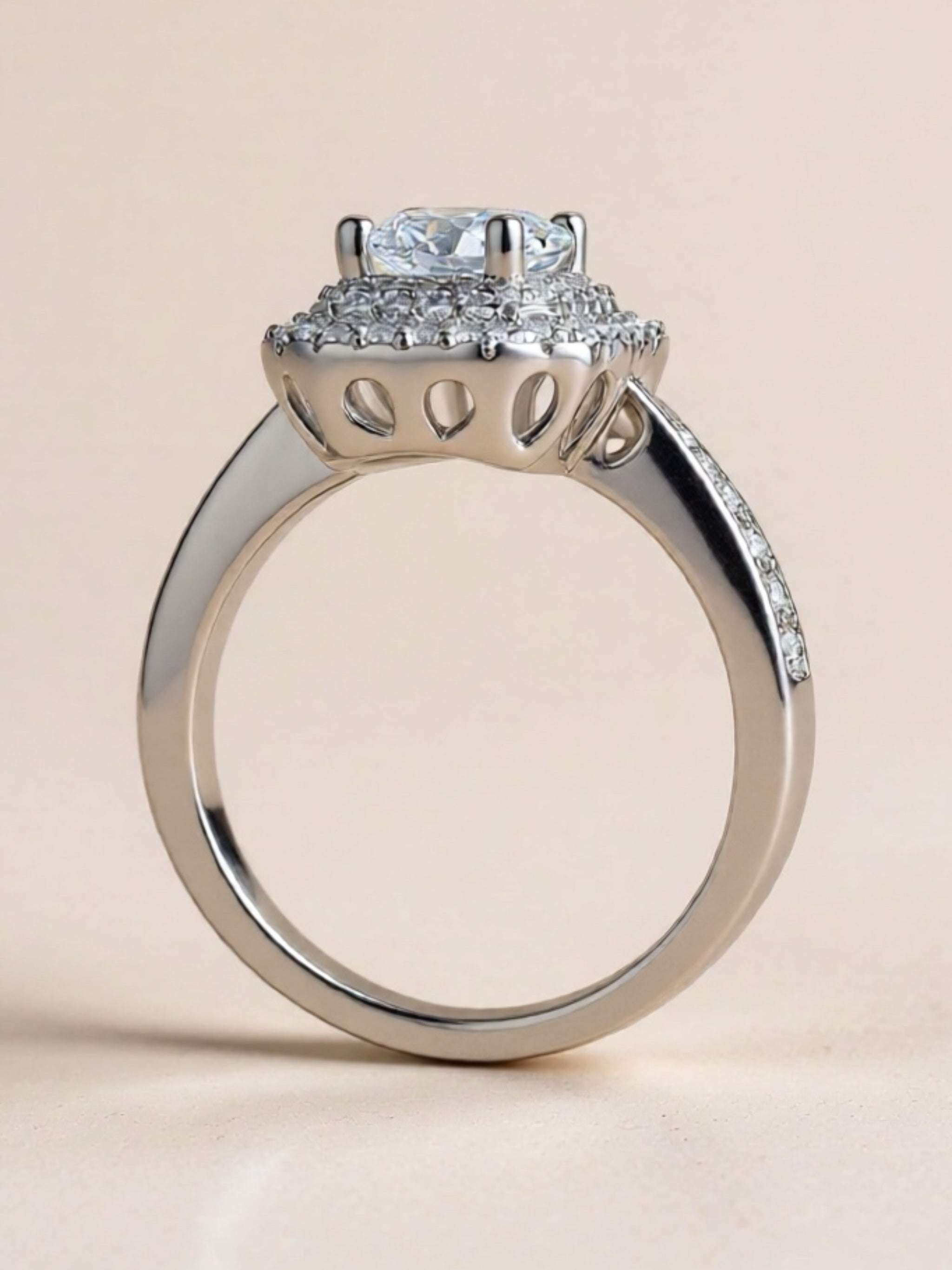 1 Carat Moissanite 925 Sterling Silver Side Stone Ring