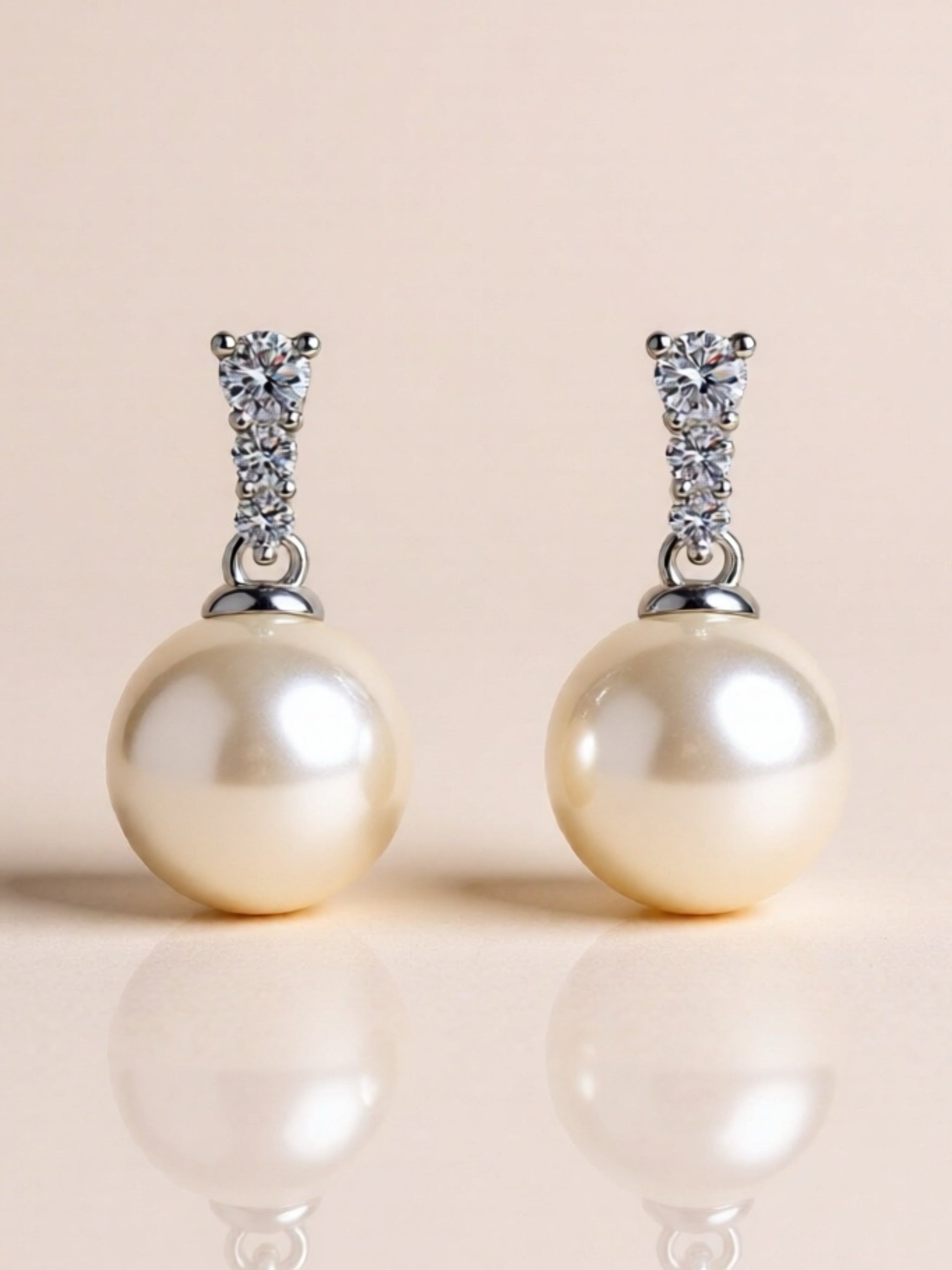 Moissanite Pearl 925 Sterling Silver Drop Earrings
