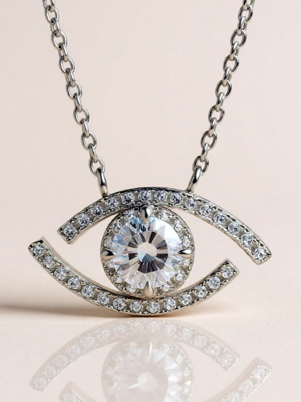 Moissanite Evil Eye Pendant 925 Sterling Silver Necklace