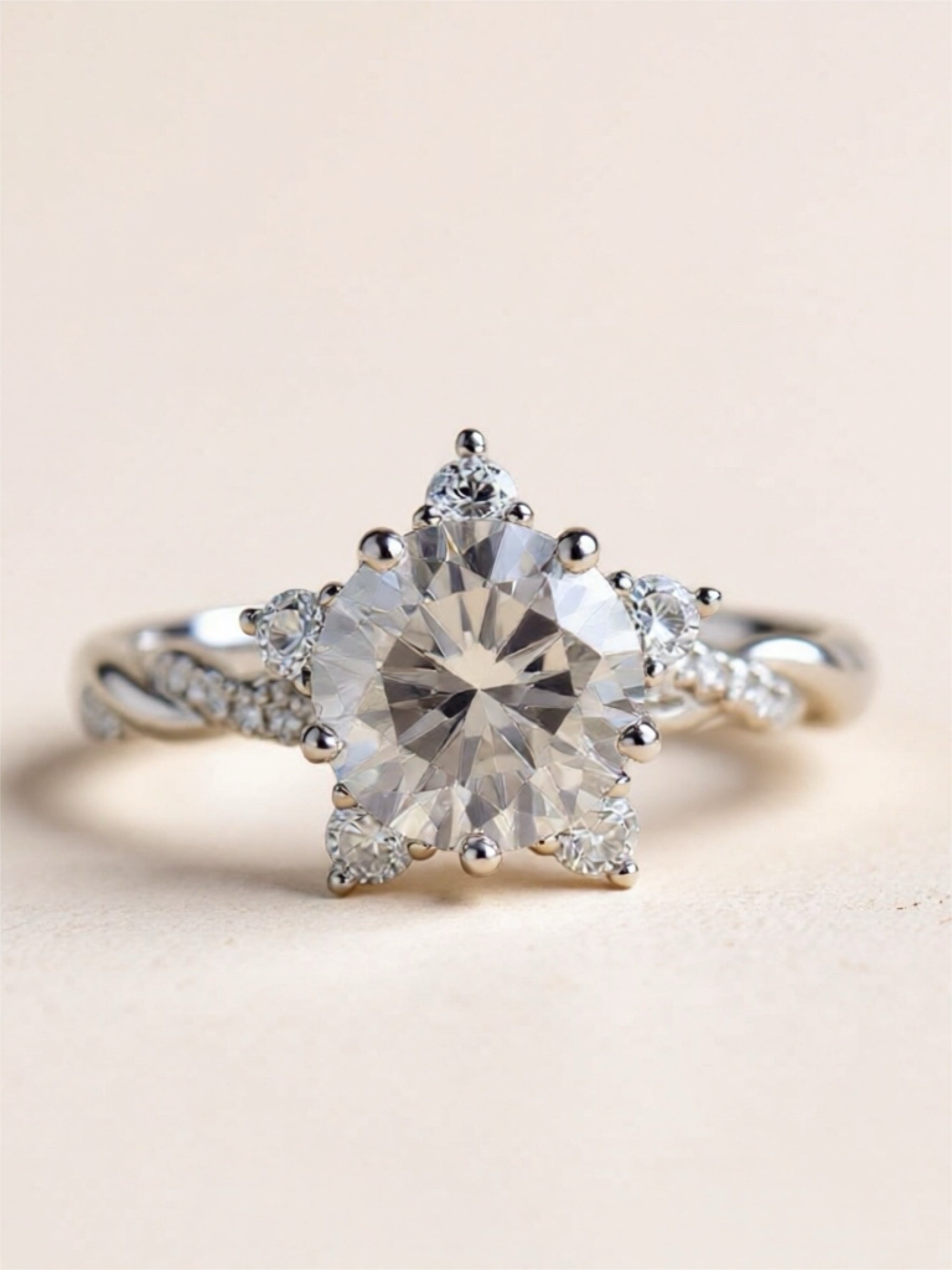 3 Carat Moissanite Twisted 925 Sterling Silver Ring
