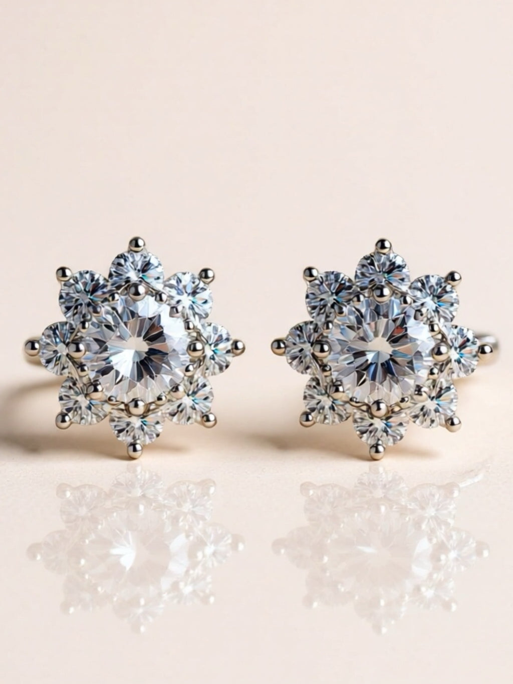 1 Carat Moissanite 925 Sterling Silver Flower Earrings
