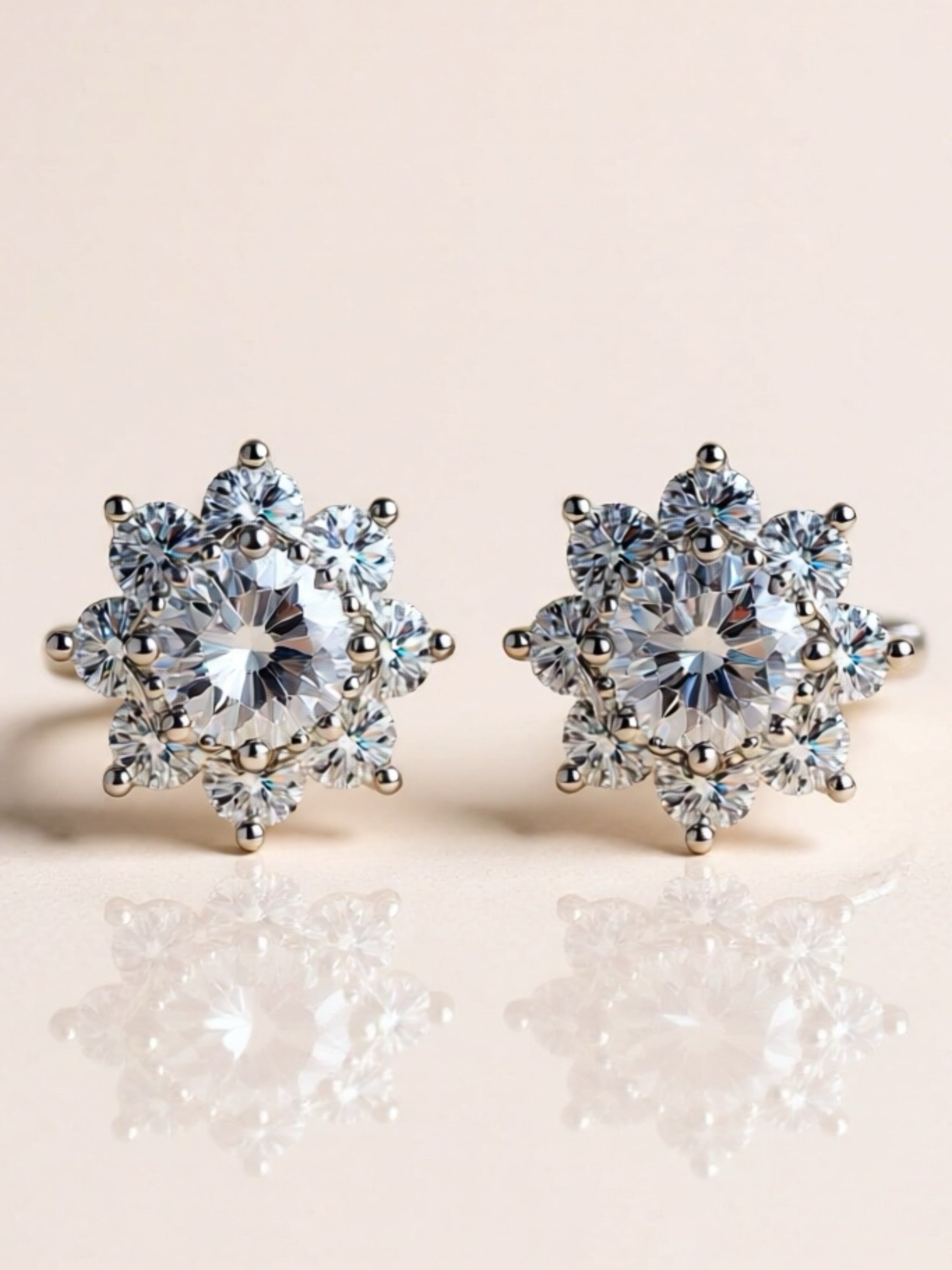 1 Carat Moissanite 925 Sterling Silver Flower Earrings