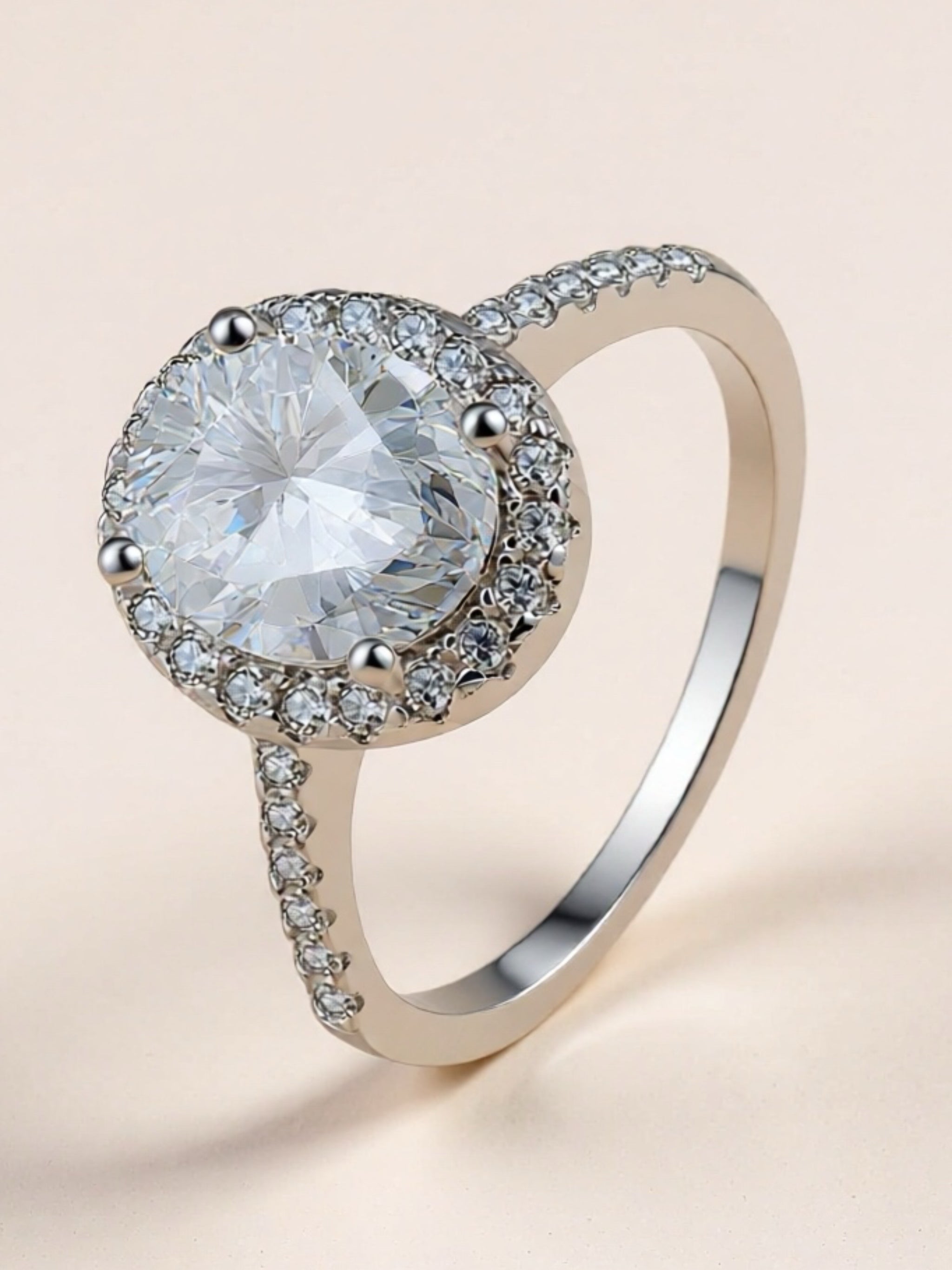 2 Carat Moissanite 925 Sterling Silver Halo Ring