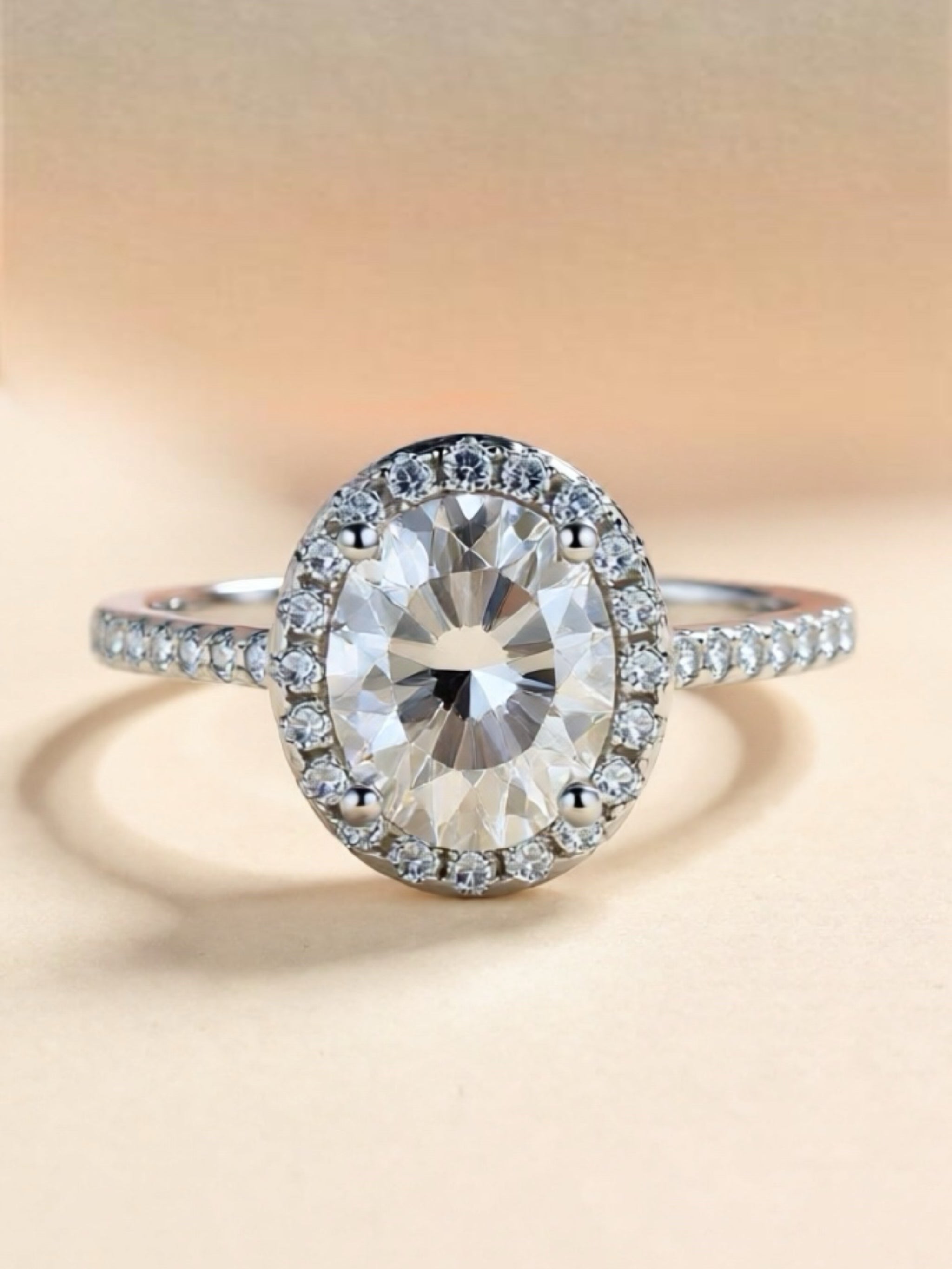 2 Carat Moissanite 925 Sterling Silver Halo Ring