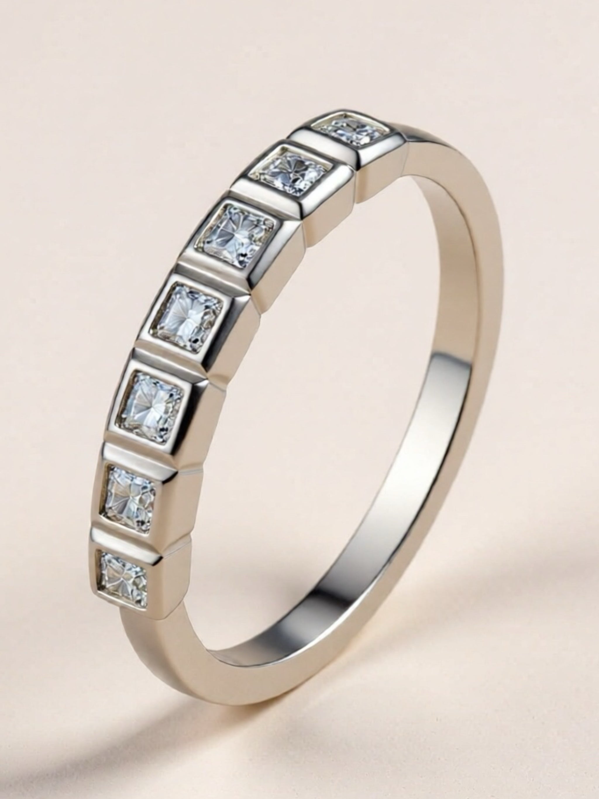 Moissanite 925 Sterling Silver Half-Eternity Ring