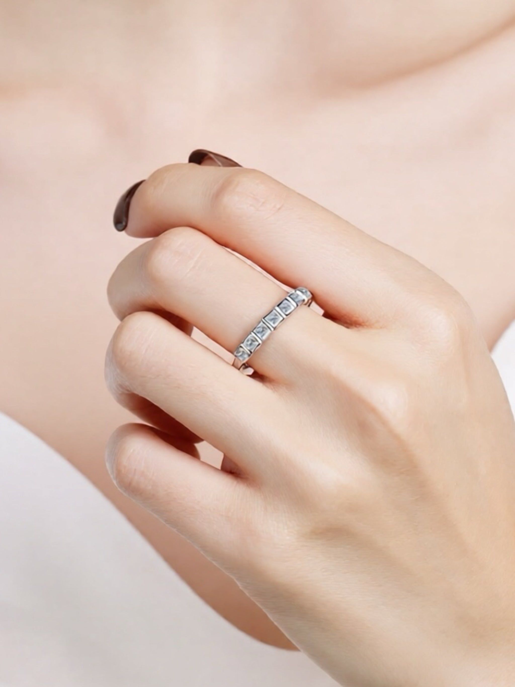 Moissanite 925 Sterling Silver Half-Eternity Ring
