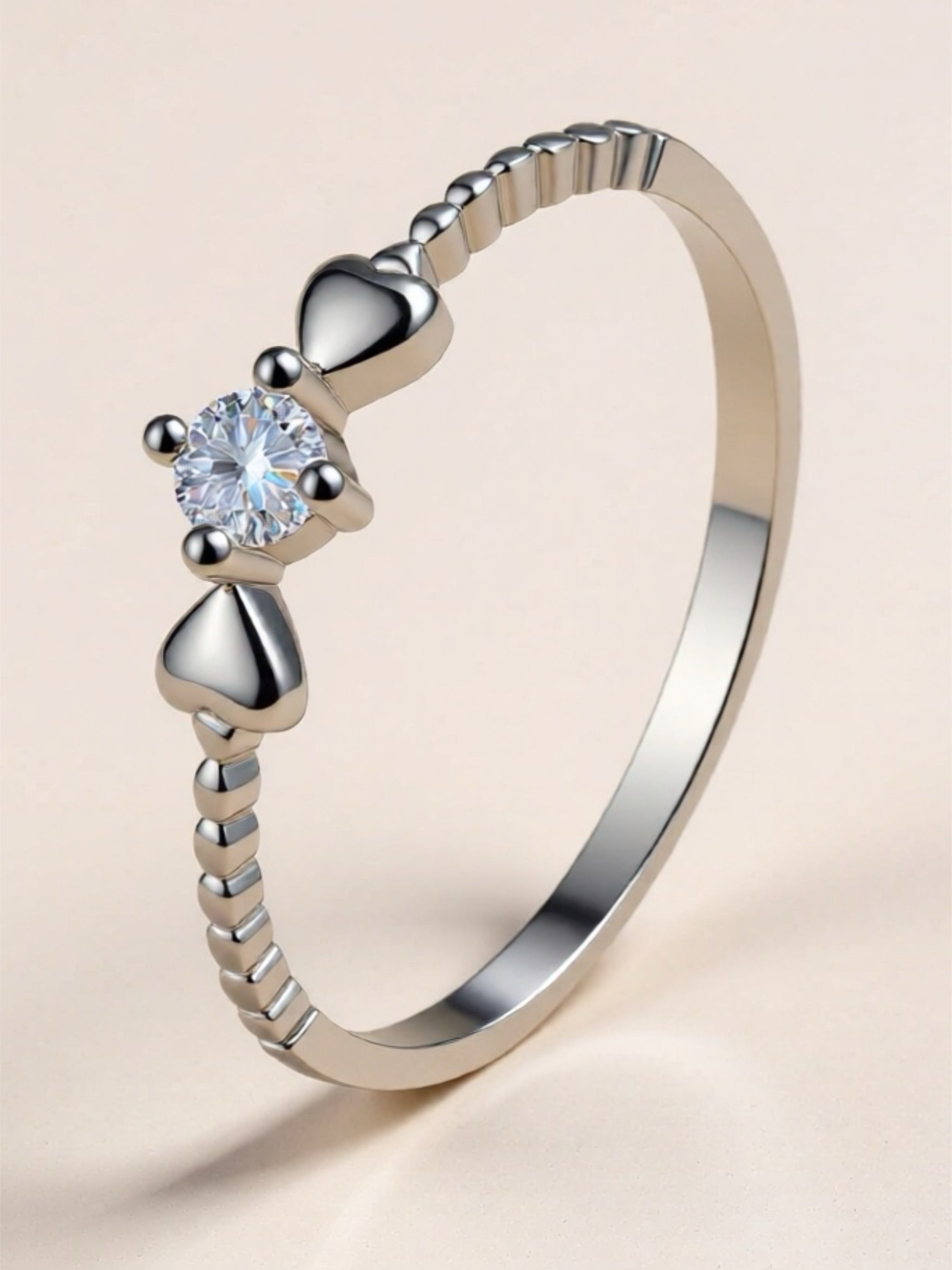 Moissanite Heart 925 Sterling Silver Ring