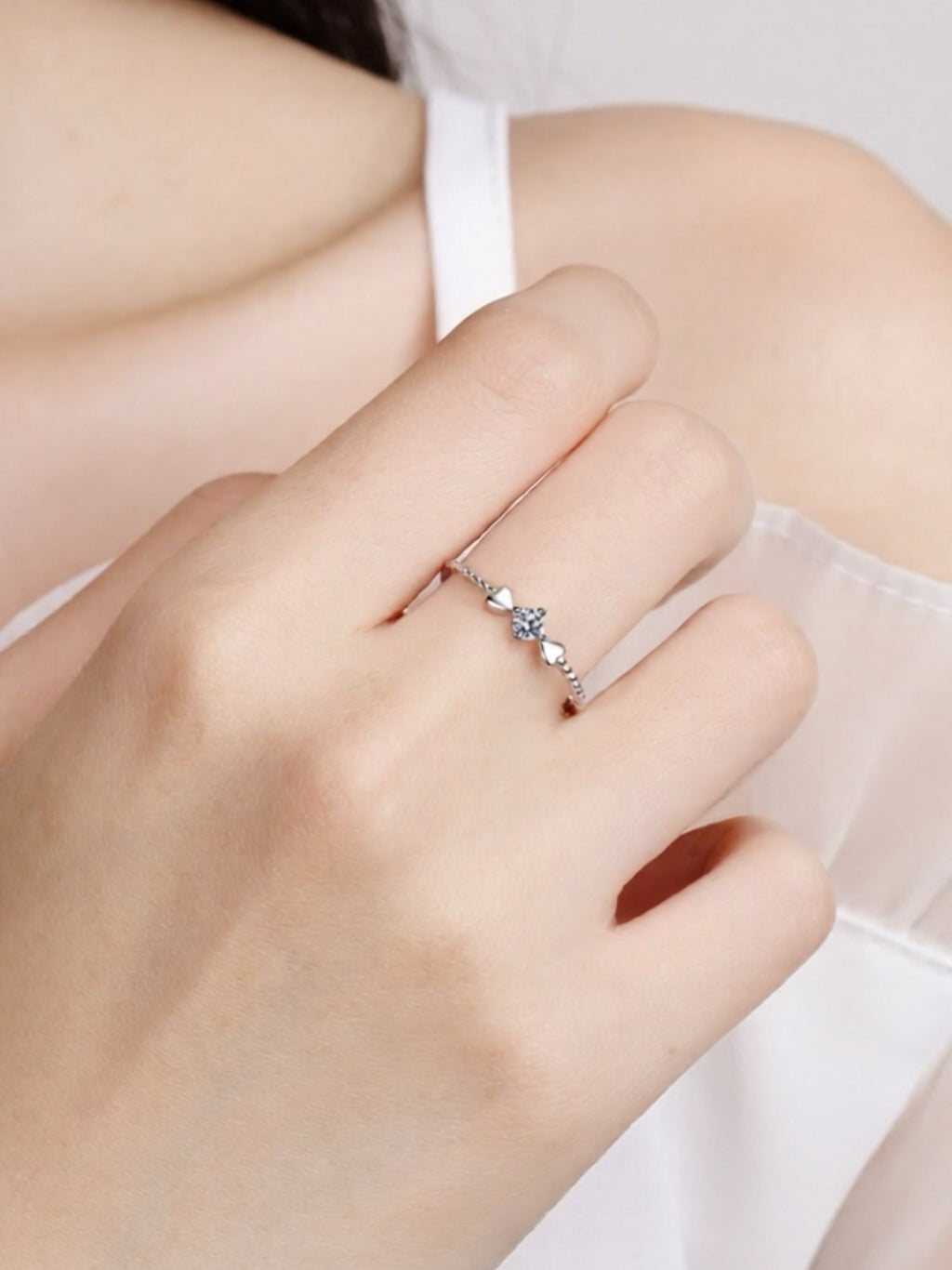 Moissanite Heart 925 Sterling Silver Ring