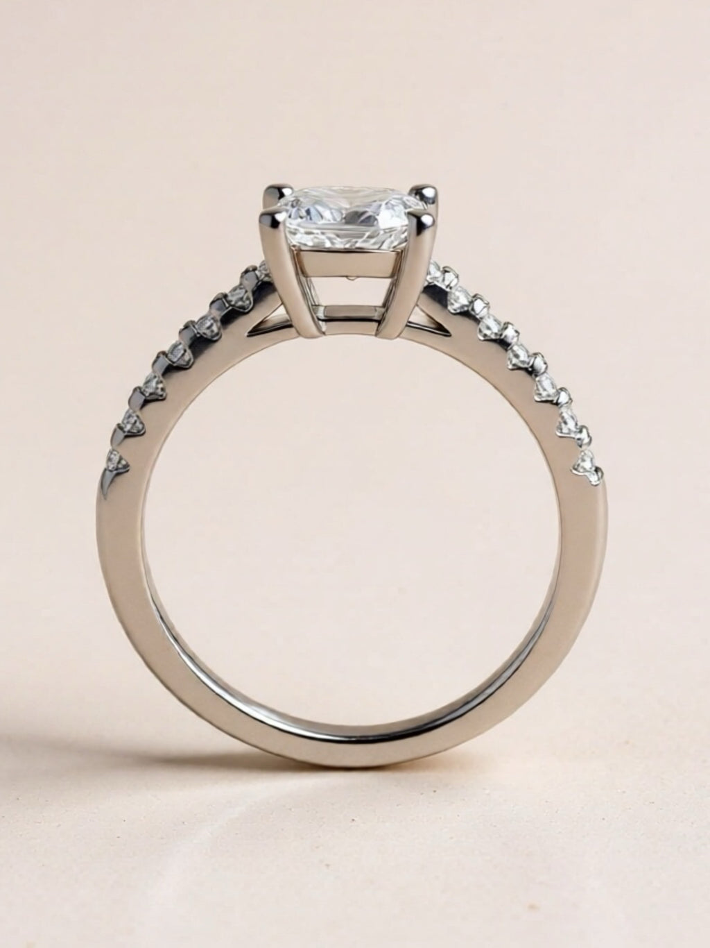 1.21 Carat Moissanite 925 Sterling Silver Side Stone Ring